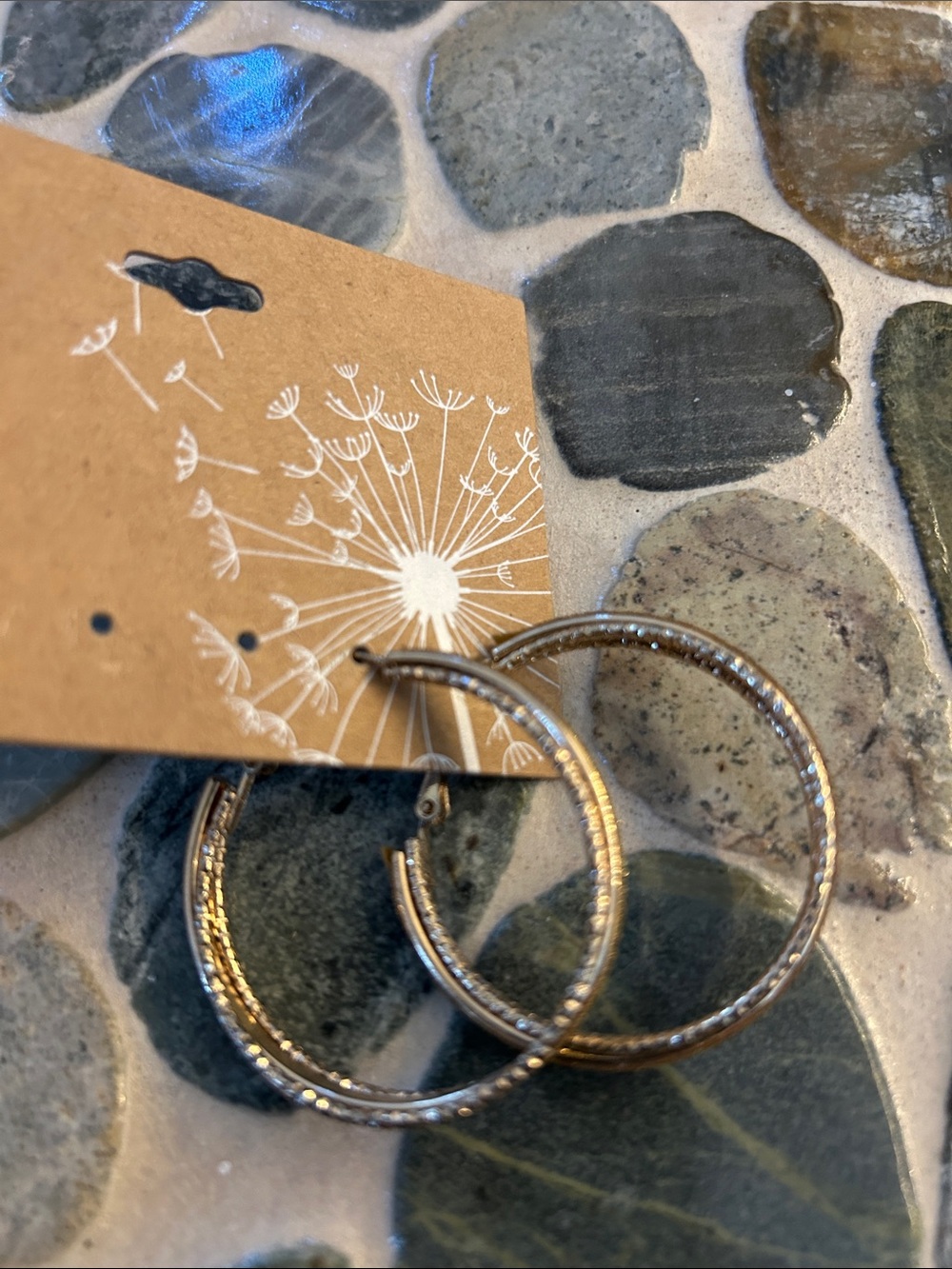 Cracker Barrel Gold-Tone Textured Hoop Earrings
